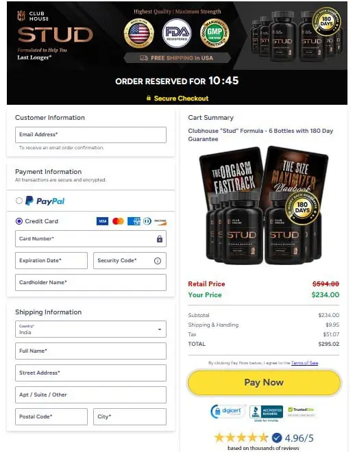 ClubHouse Stud Checkout